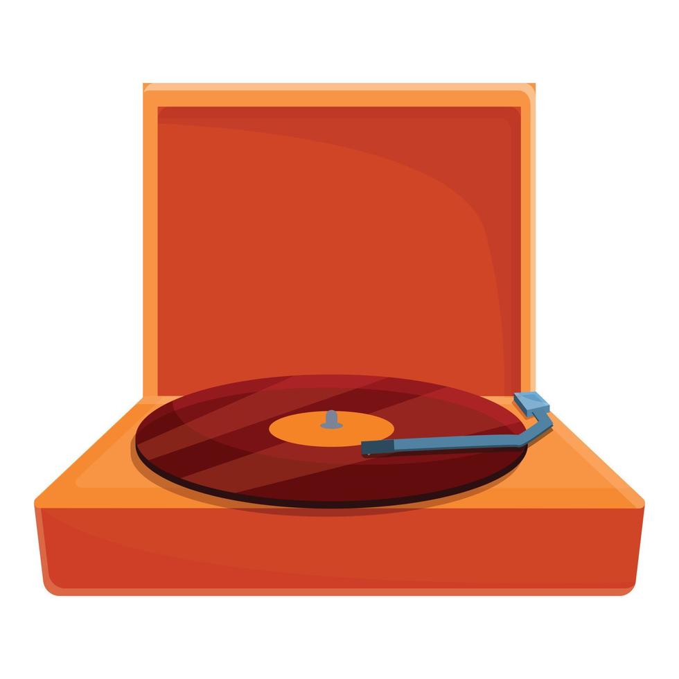 Home vinyl player icon, cartoon style vector