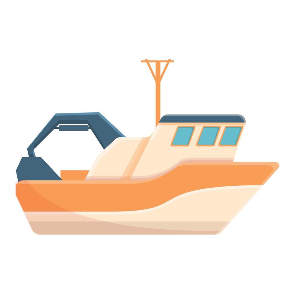 High speed fishing boat icon, cartoon style vector