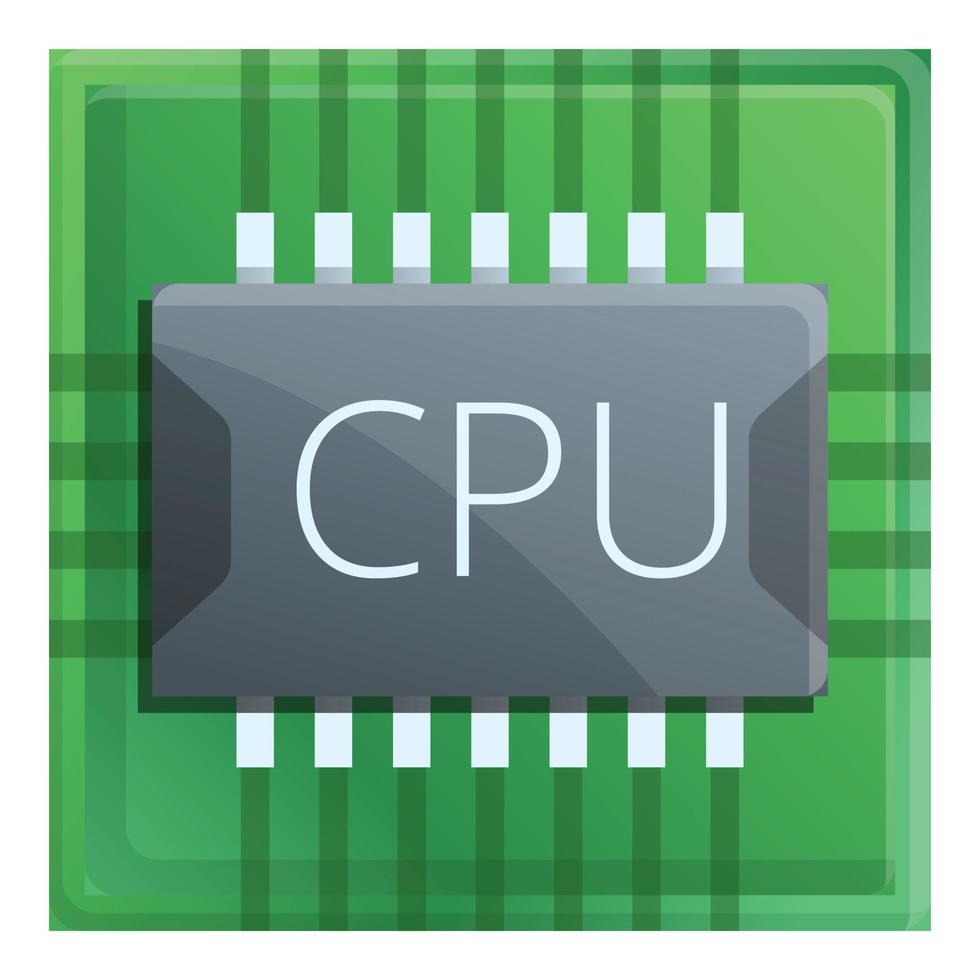 Chip processor icon, cartoon style vector