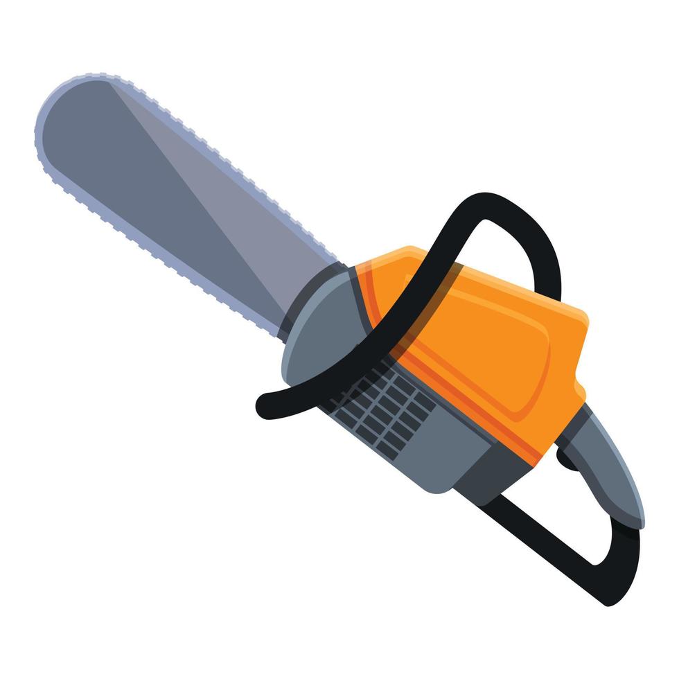 Metal chainsaw icon, cartoon style vector
