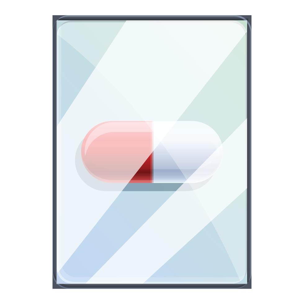 Pill tablet repair icon, cartoon style vector