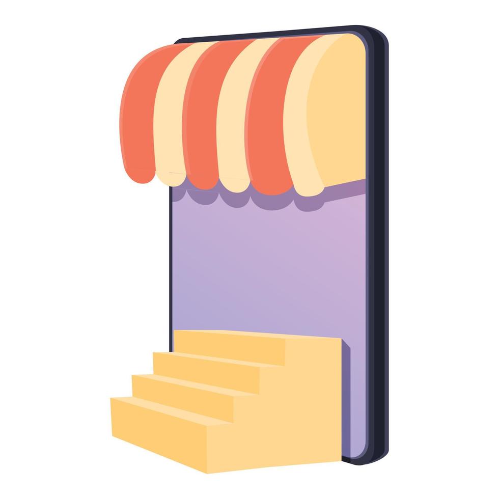 Stairs online shopping icon, cartoon style vector