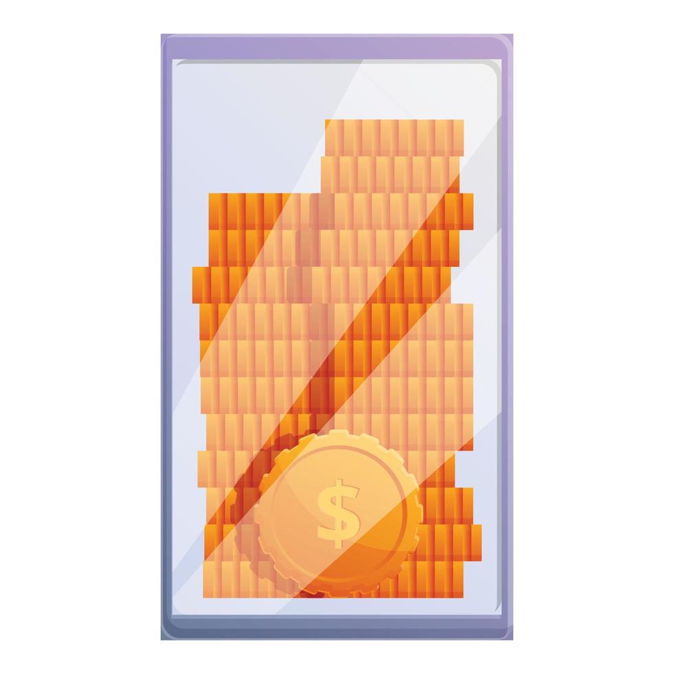 Monetization coin stack icon, cartoon style vector