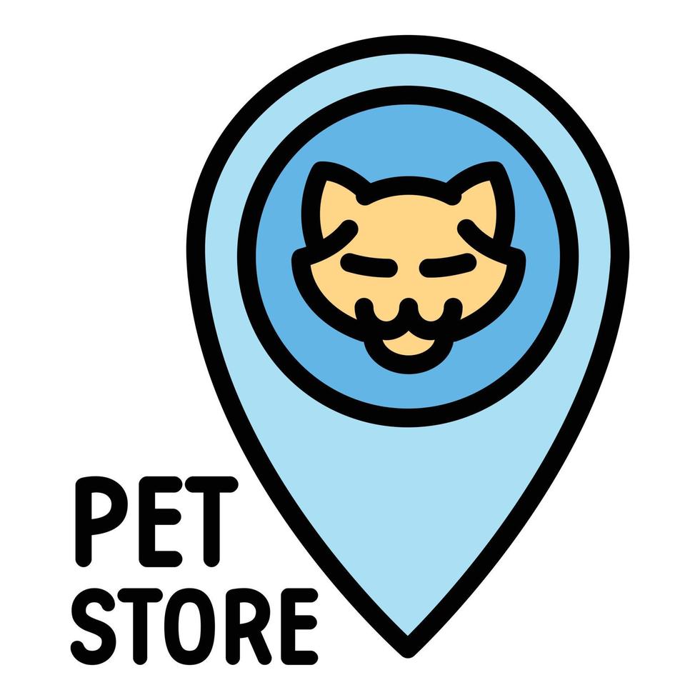 Pet store cat logo, outline style vector