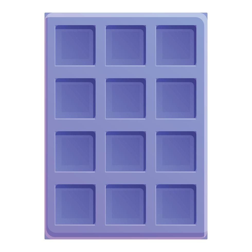 Empty ice cube tray icon, cartoon style vector