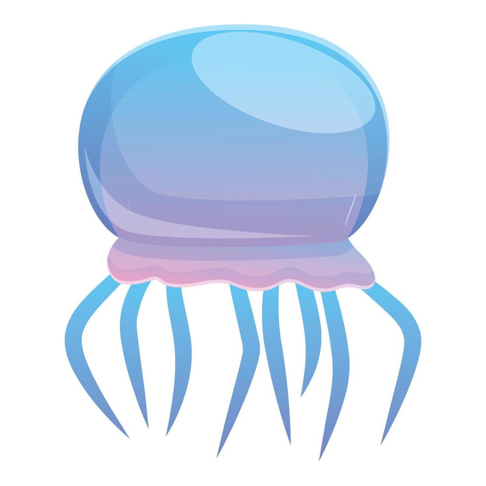 Sea jellyfish icon, cartoon style vector