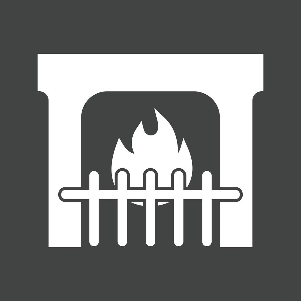 Fireplace Glyph Inverted Icon vector