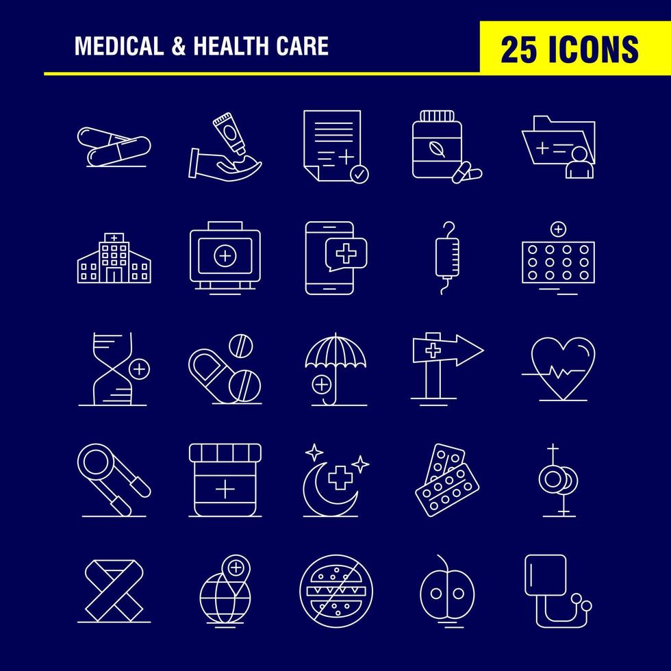 Medical And Health Care Line Icon for Web Print and Mobile UXUI Kit Such as Medical Medicine Pills Health Hand Cream Medical Report Pictogram Pack Vector