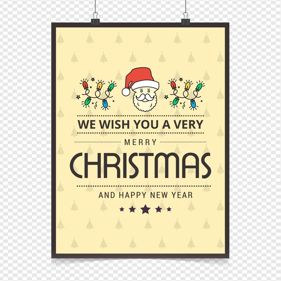 Merry Christmas card with creative design and light background vector
