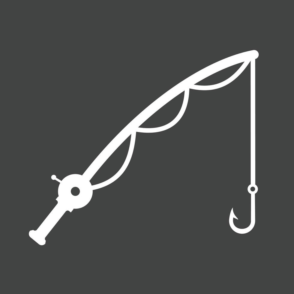 Fishing Rod Glyph Inverted Icon vector