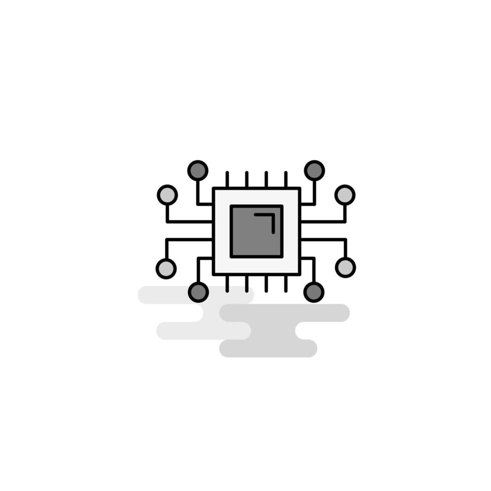 Processor Web Icon Flat Line Filled Gray Icon Vector