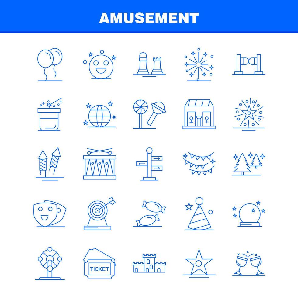 Amusement Line Icon for Web Print and Mobile UXUI Kit Such as Comedy Drama Entertainment Theater Emojis Carnival Circus Magic Pictogram Pack Vector