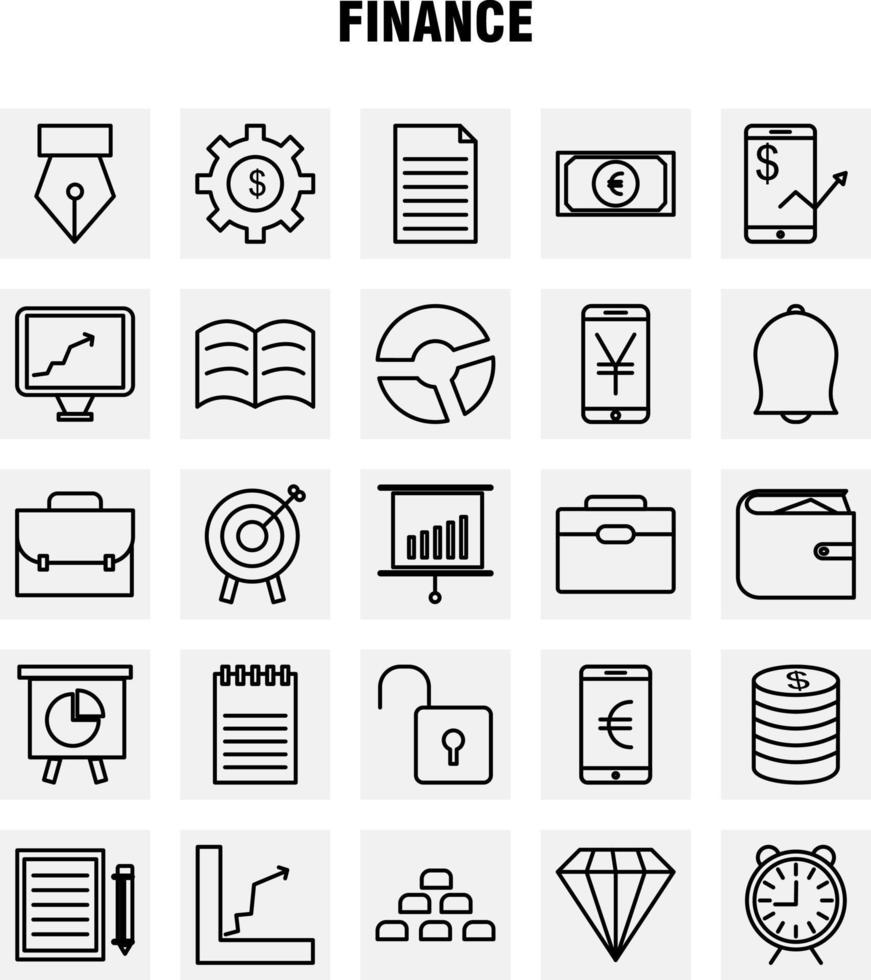 Finance Line Icons Set For Infographics Mobile UXUI Kit And Print Design Include Dollar Money Note Rupees Divide Math Plus Minus Collection Modern Infographic Logo and Pictogram Vector