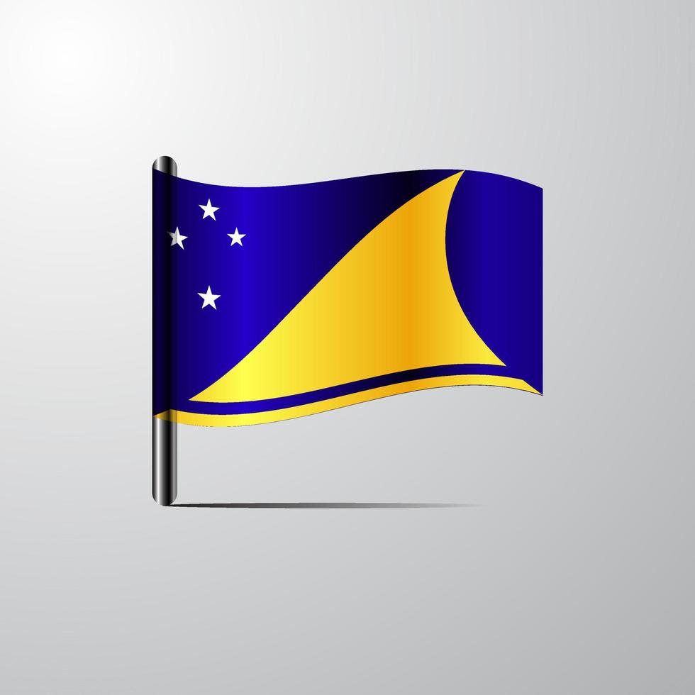 Tokelau waving Shiny Flag design vector
