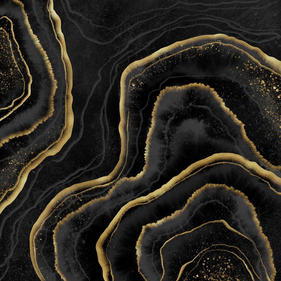 Black marble background with gold streaks photo