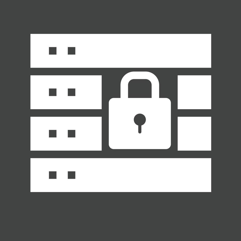 Secure Server Glyph Inverted Icon vector