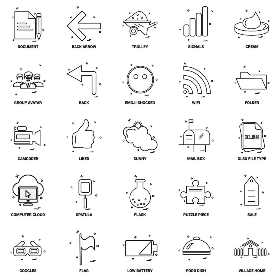 25 Business Concept Mix Line Icon set vector