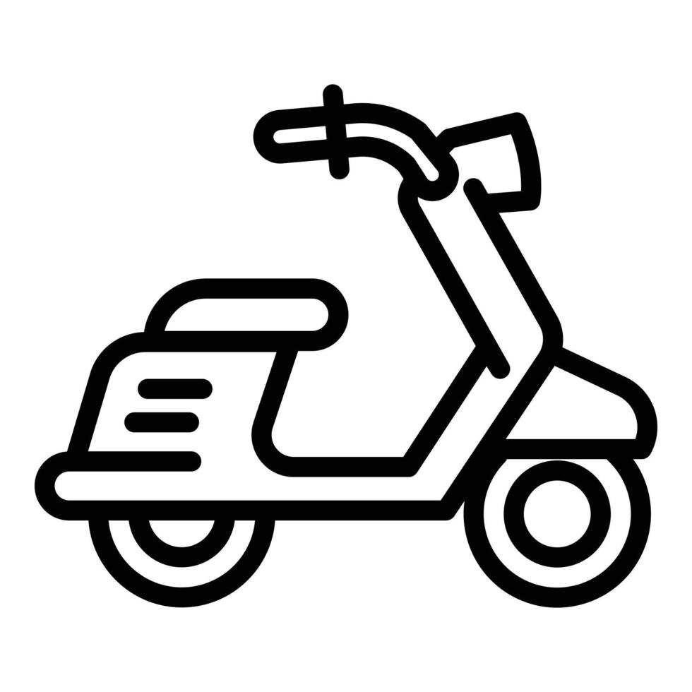 icono de scooter de pizza, estilo de esquema vector