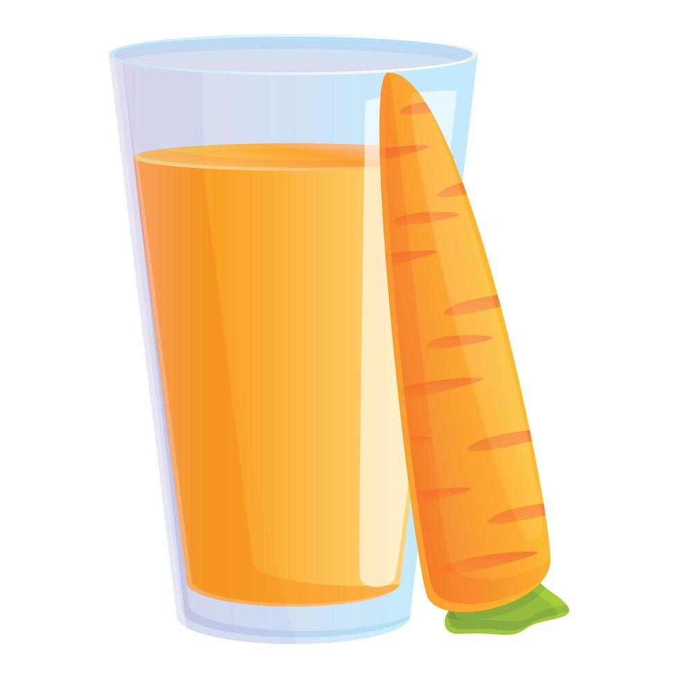 Carrot juice glass icon, cartoon style vector