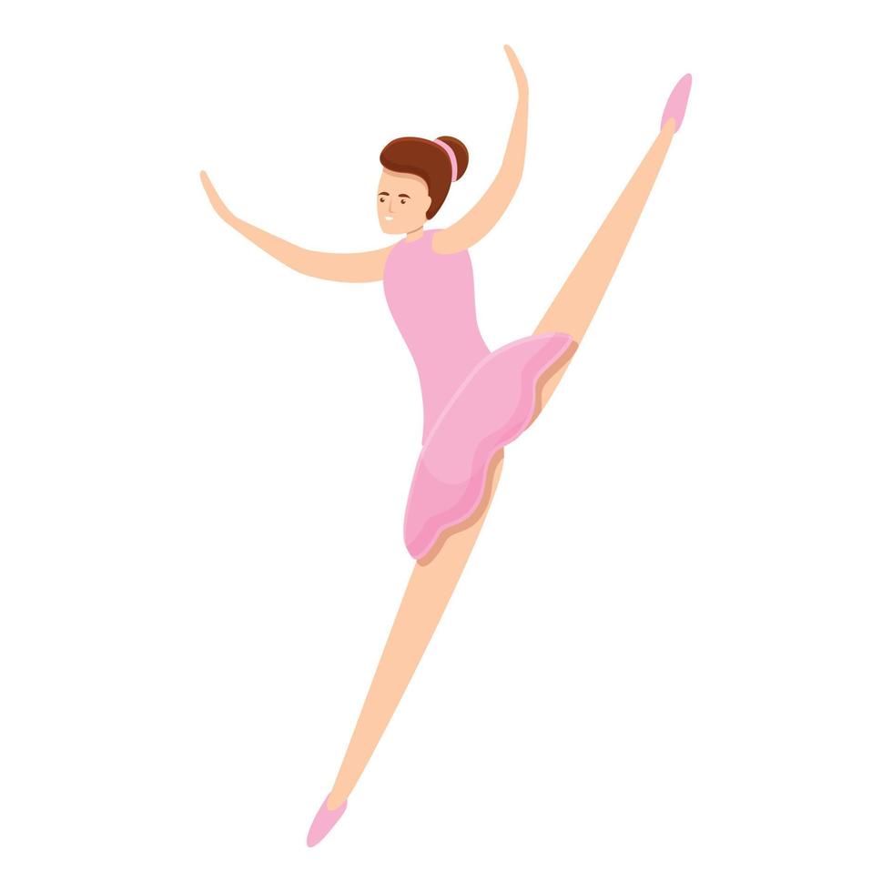 Ballerina class jump icon, cartoon style vector