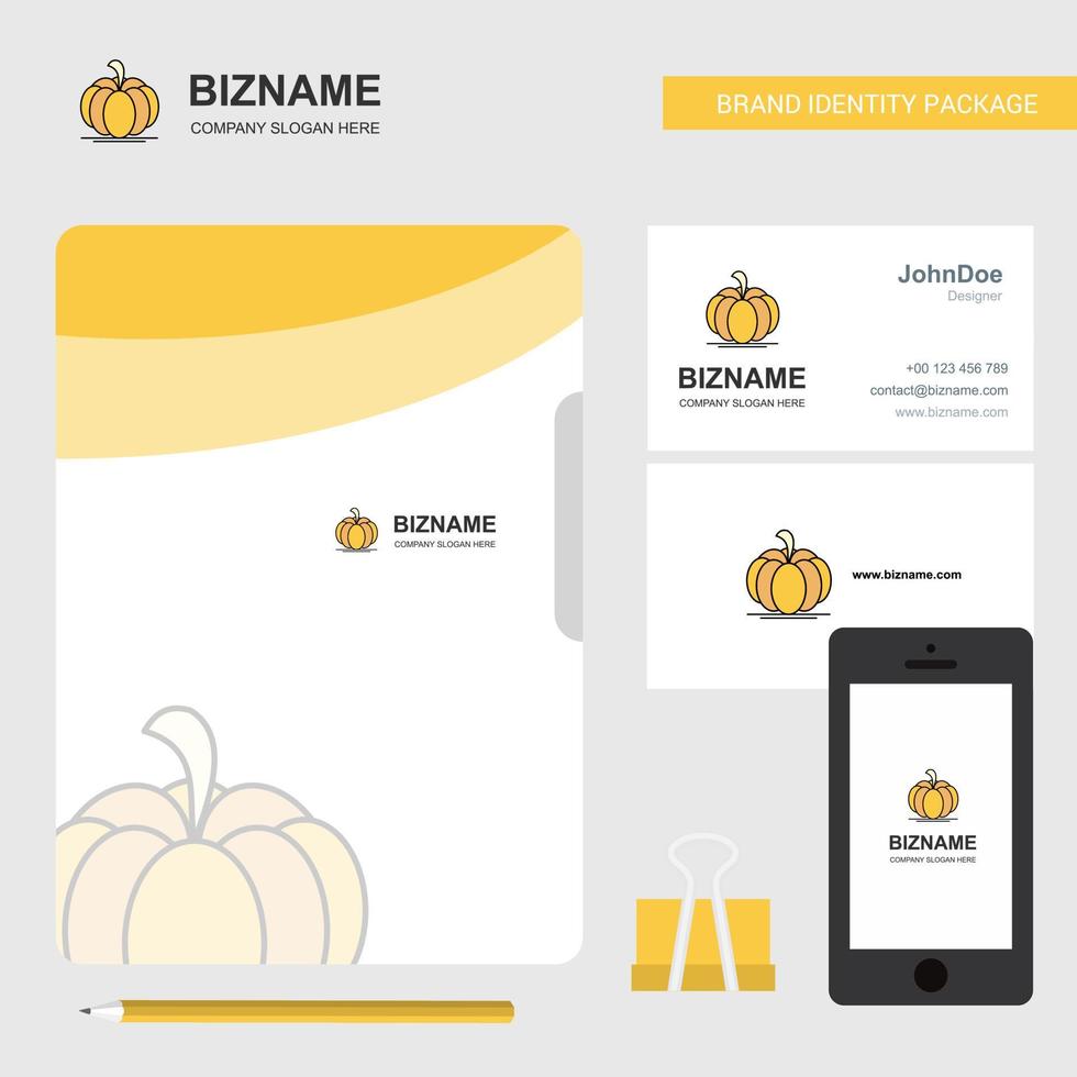 Pumpkin Business Logo File Cover Visiting Card and Mobile App Design Vector Illustration