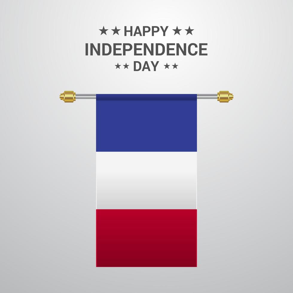 France Independence day hanging flag background vector