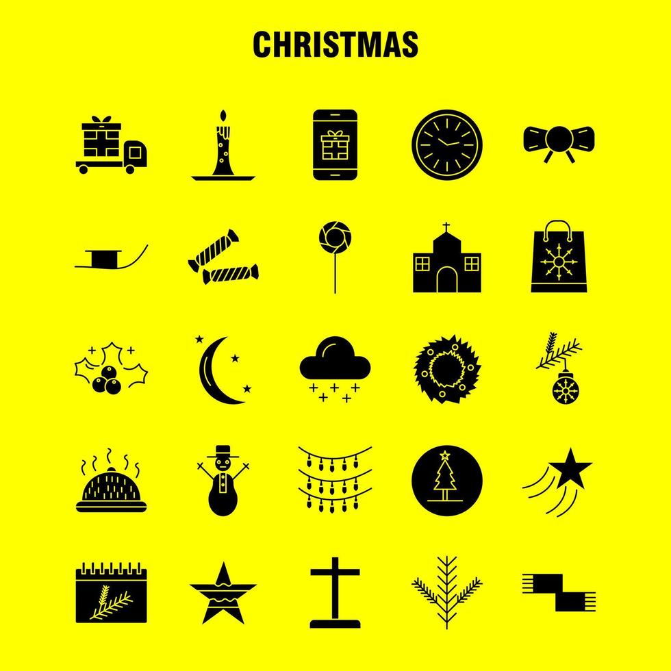 los iconos de glifo sólido de navidad establecidos para infografías kit uxui móvil y diseño de impresión incluyen comida plato de cuchillo bolas de navidad colección de decoraciones logotipo infográfico moderno y pict vector