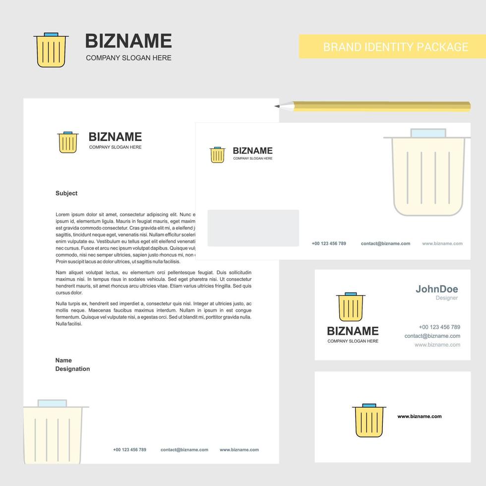 Trash Business Letterhead Envelope and visiting Card Design vector template