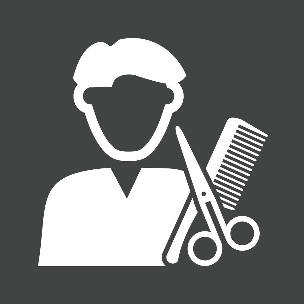 icono de glifo de barbero invertido vector