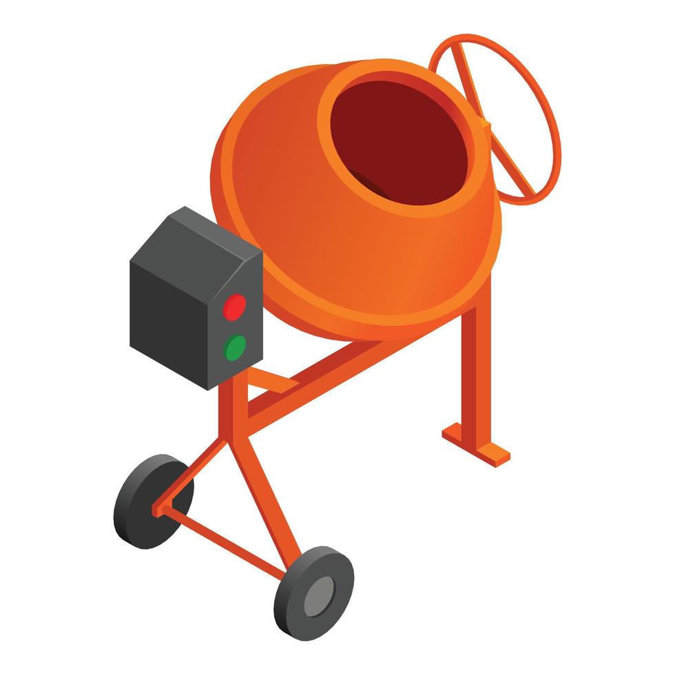 Concrete mixer icon, isometric style vector