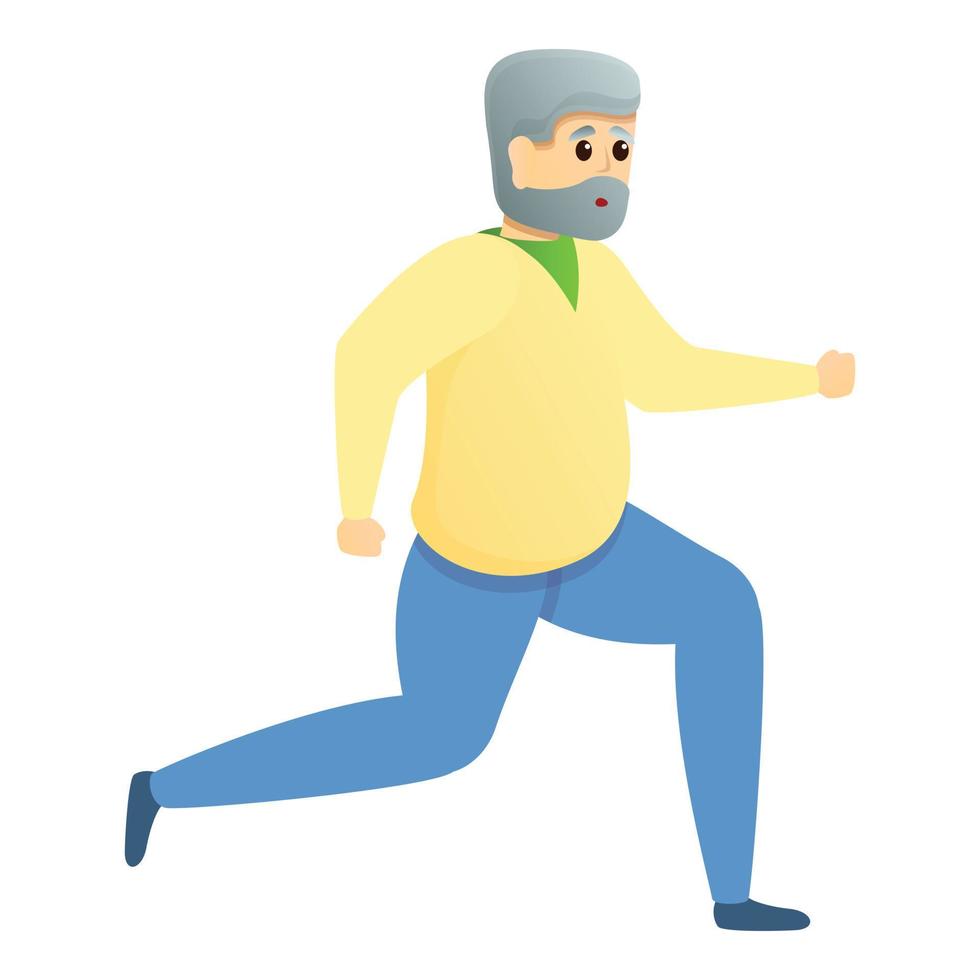 Running grandpa icon, cartoon style vector