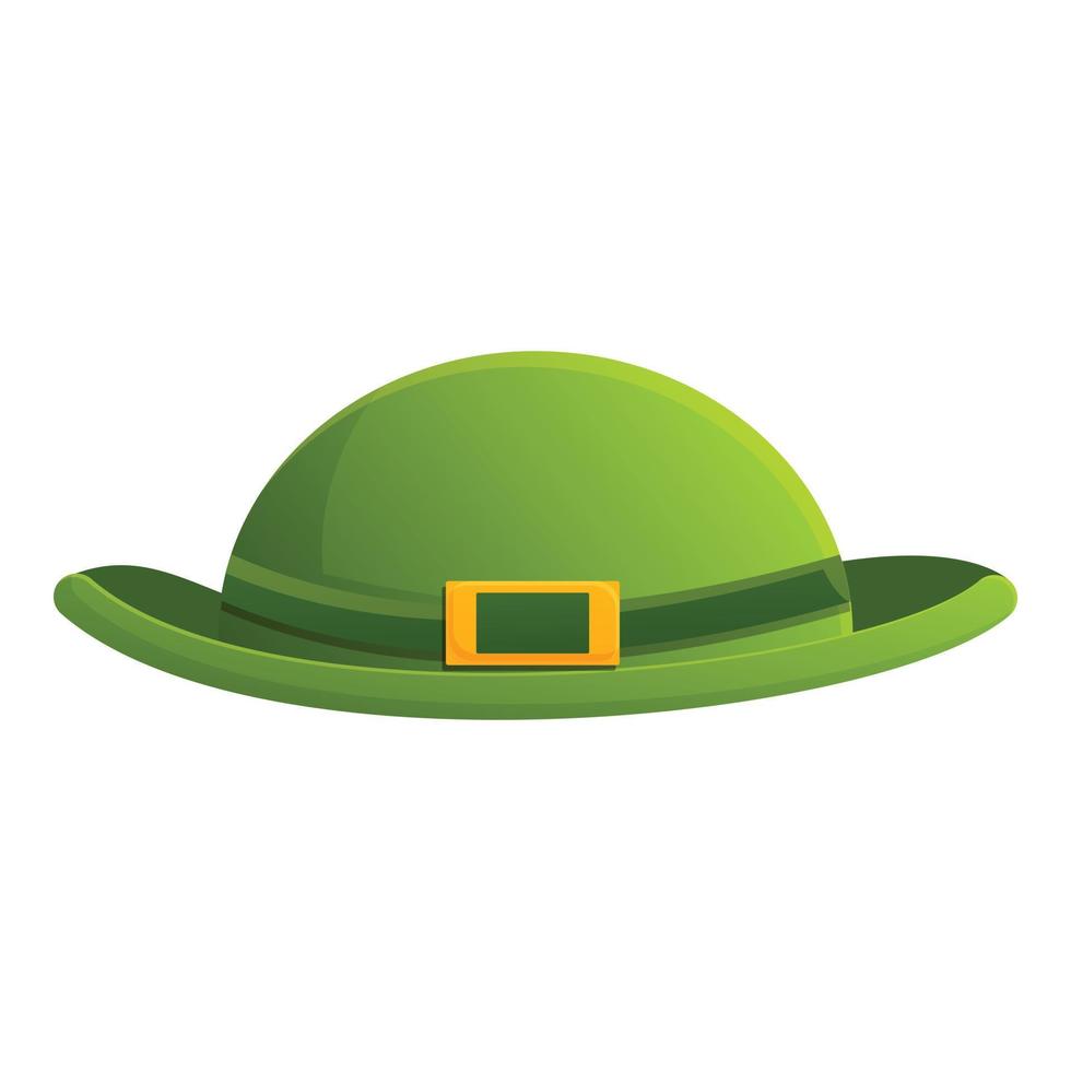 Leprechaun green hat icon, cartoon style vector