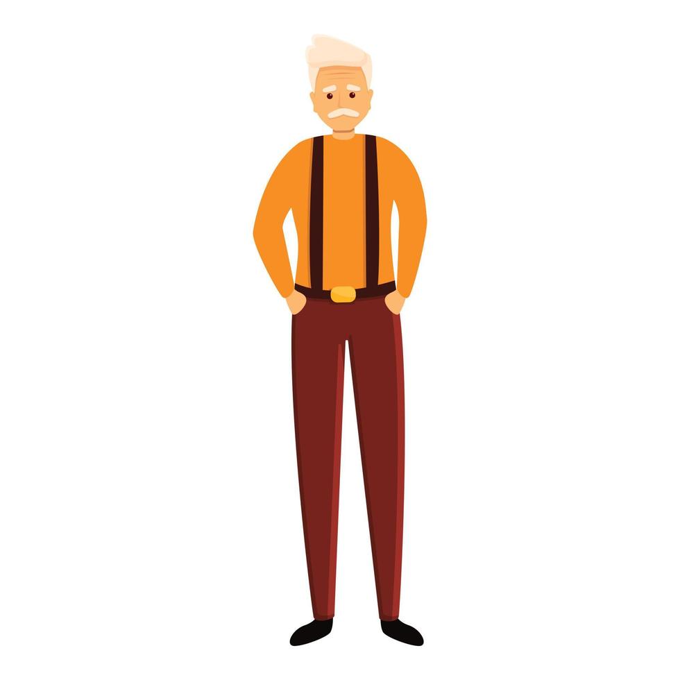 Sad old man icon, cartoon style vector