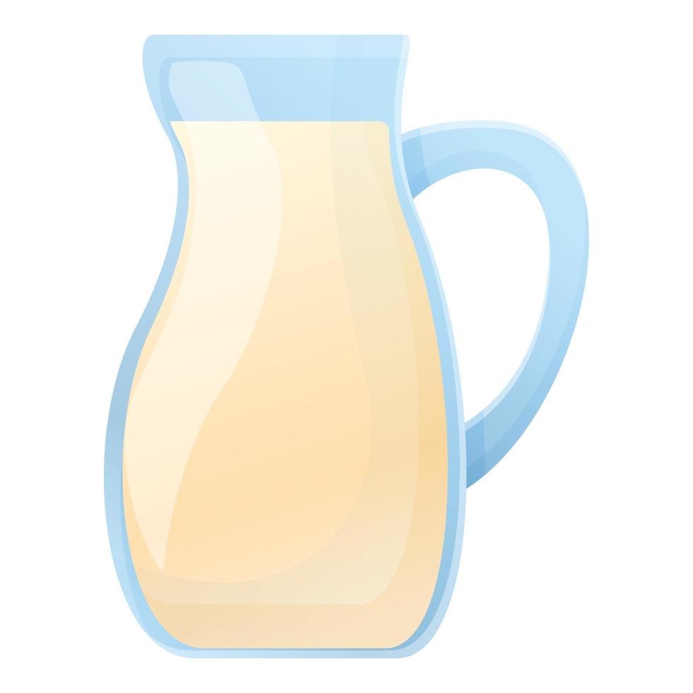 Farm milk jug icon, cartoon style vector