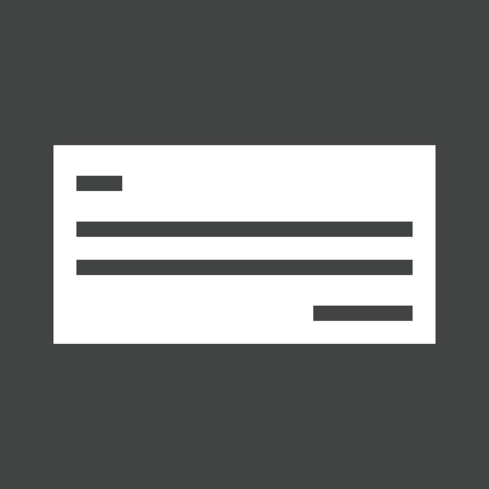 Cheque Glyph Inverted Icon vector