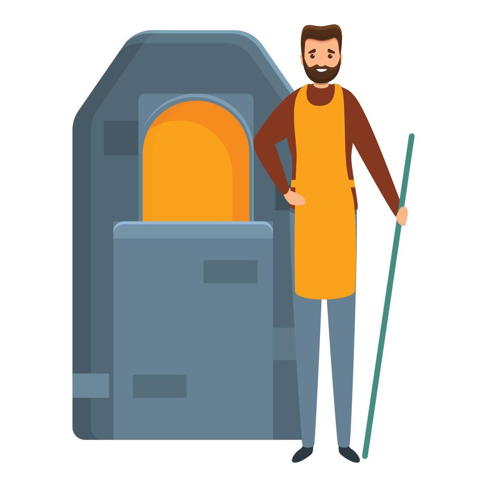Oven glass blower icon, cartoon style vector