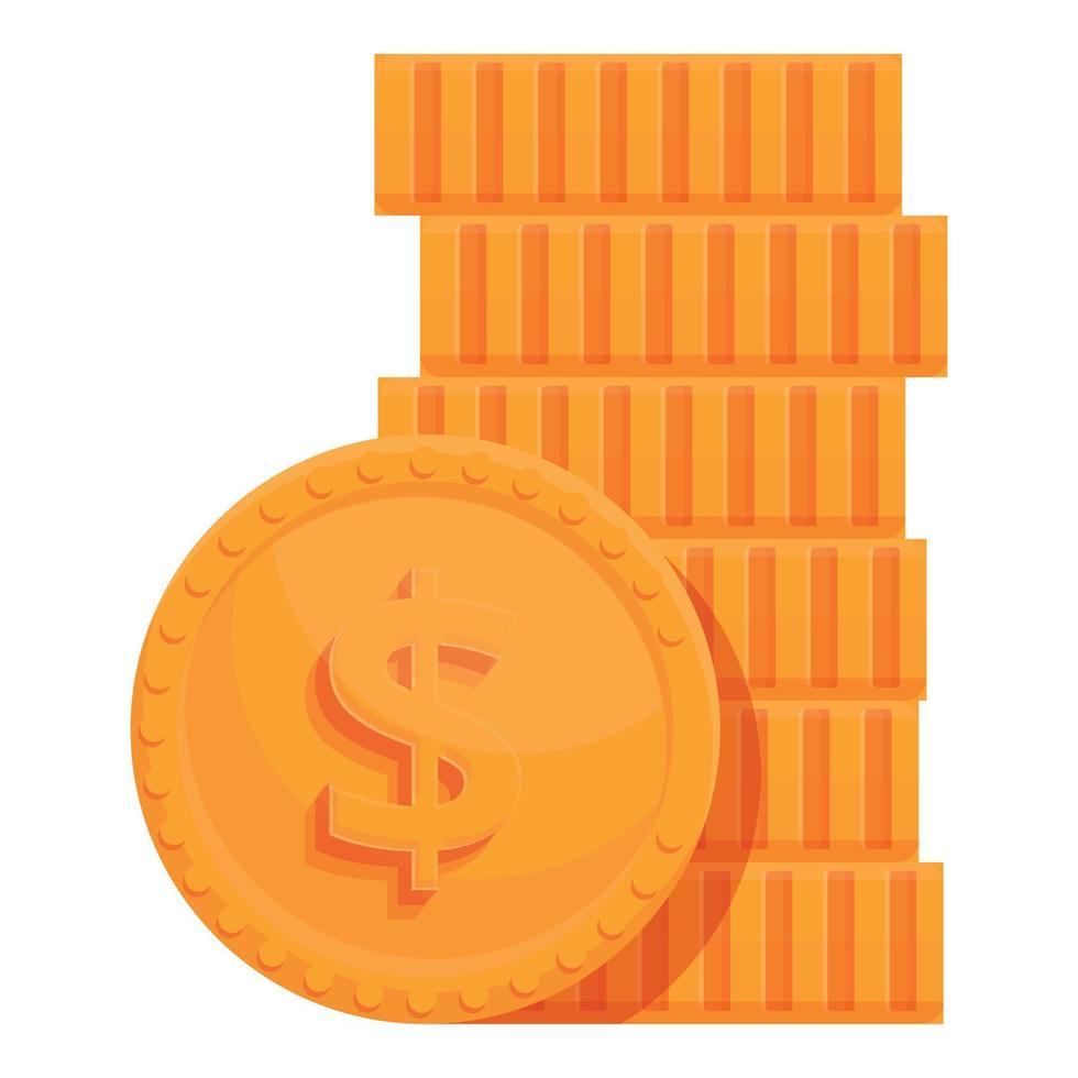 Auction money coin stack icon, cartoon style vector