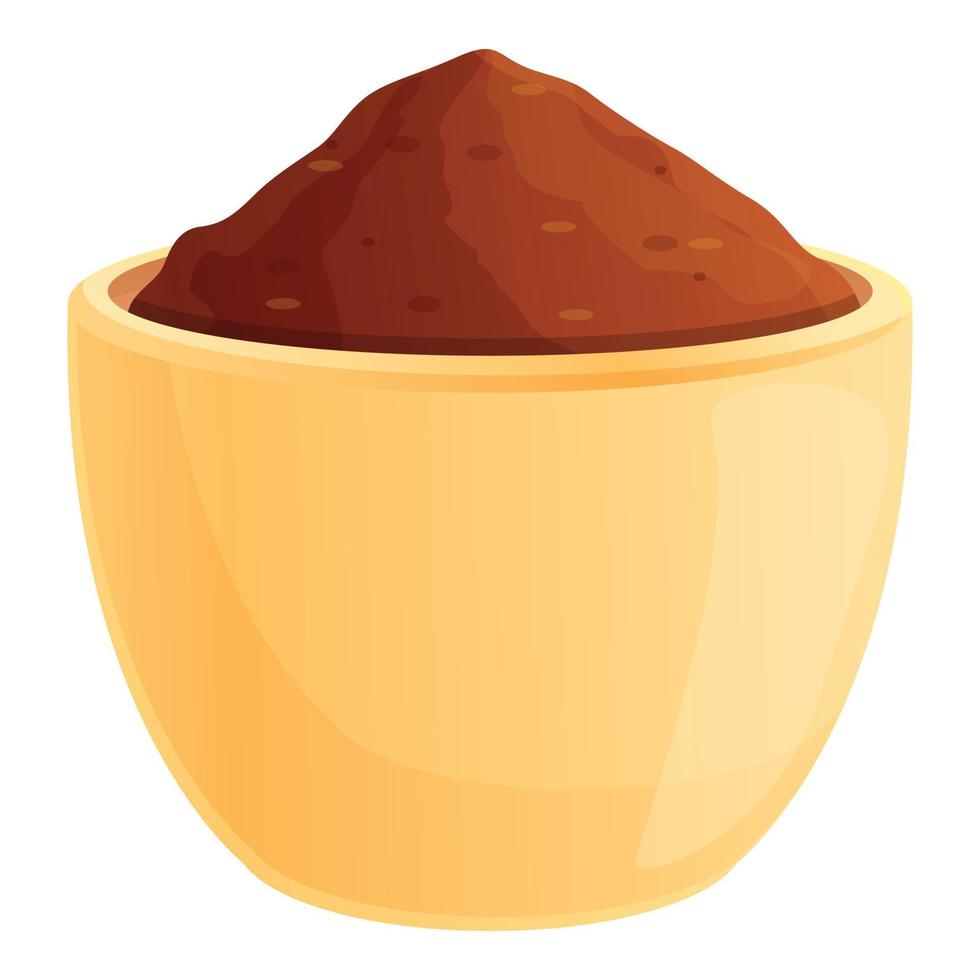 Cinnamon bowl icon, cartoon style vector