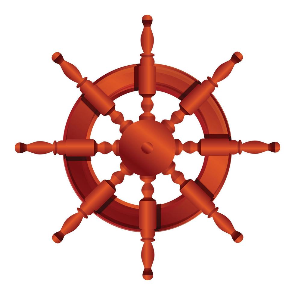 Steering ship wheel icon, cartoon style vector