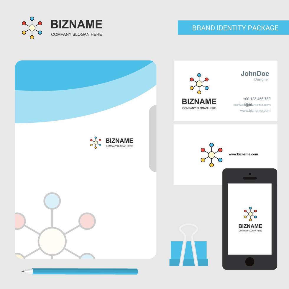 tarjeta de visita de portada de archivo de logotipo de empresa de red e ilustración de vector de diseño de aplicación móvil