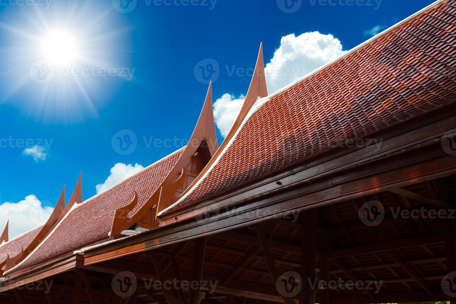 Thai home architecture style of traditional house roof sharp top tip photo