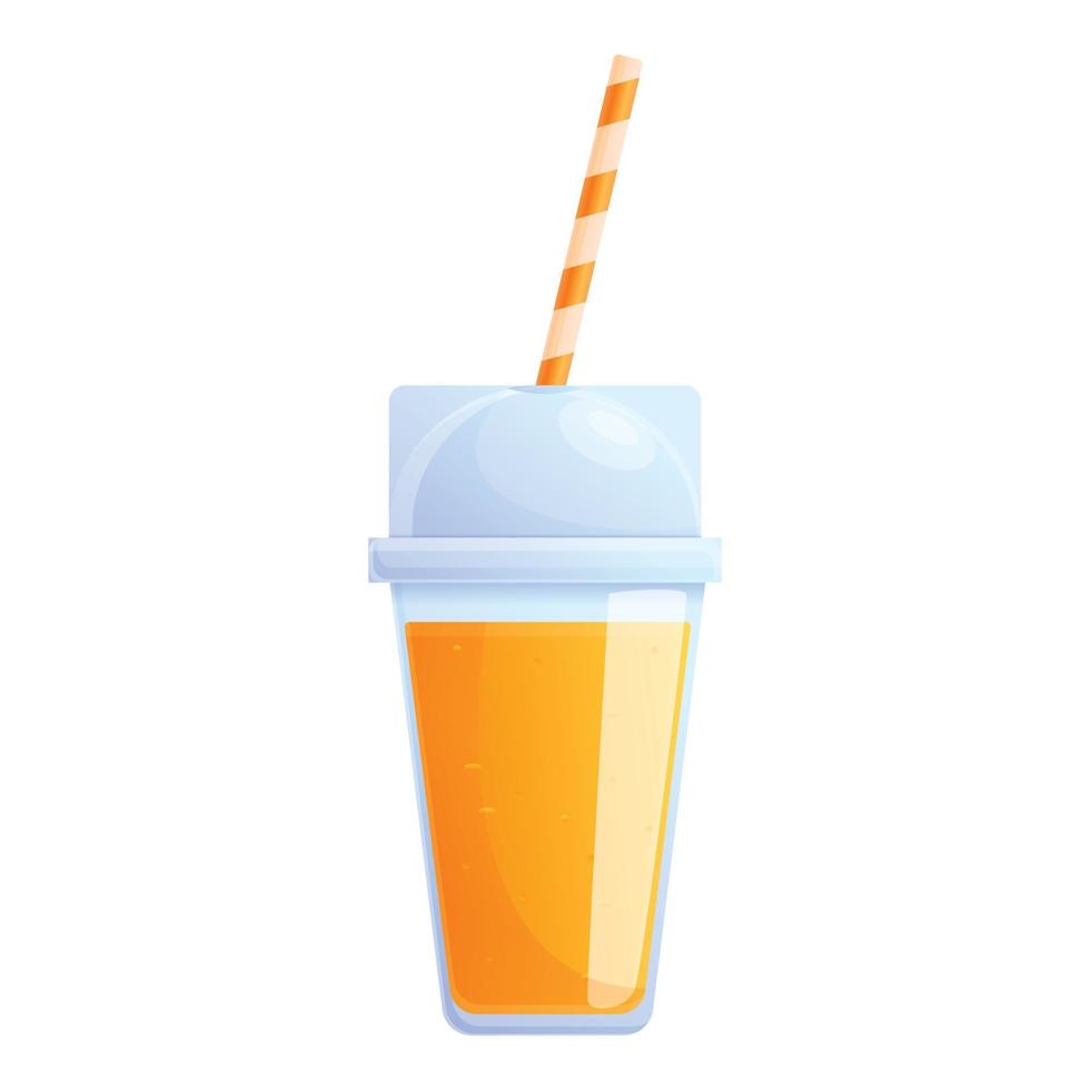 Orange smoothie juice icon, cartoon style vector