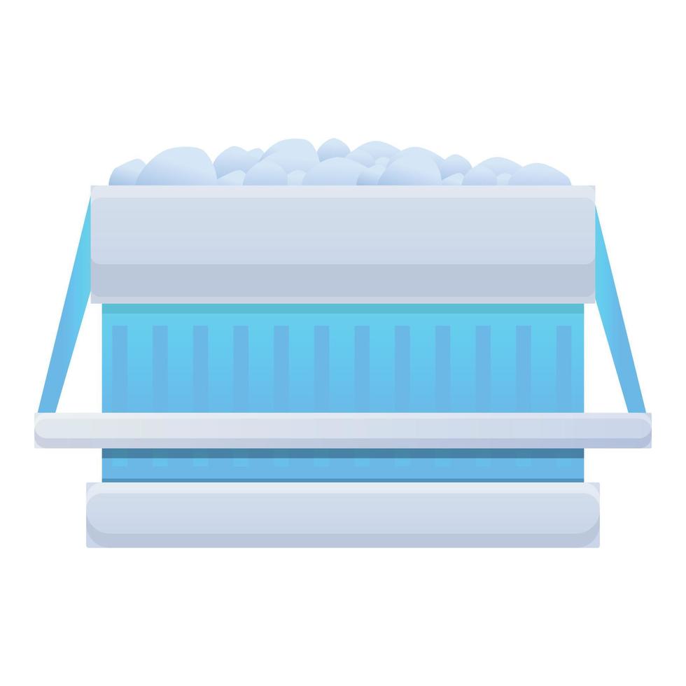 Full ice cube box icon, cartoon style vector