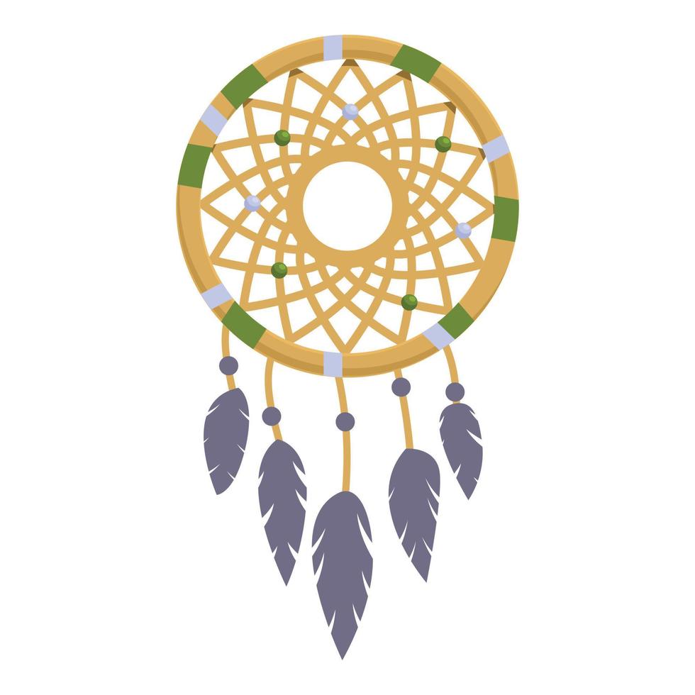 Amulet dream catcher icon, cartoon style vector