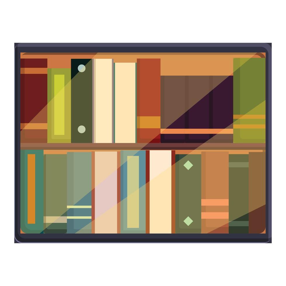 icono de la aplicación de la biblioteca de libros electrónicos, estilo de dibujos animados vector