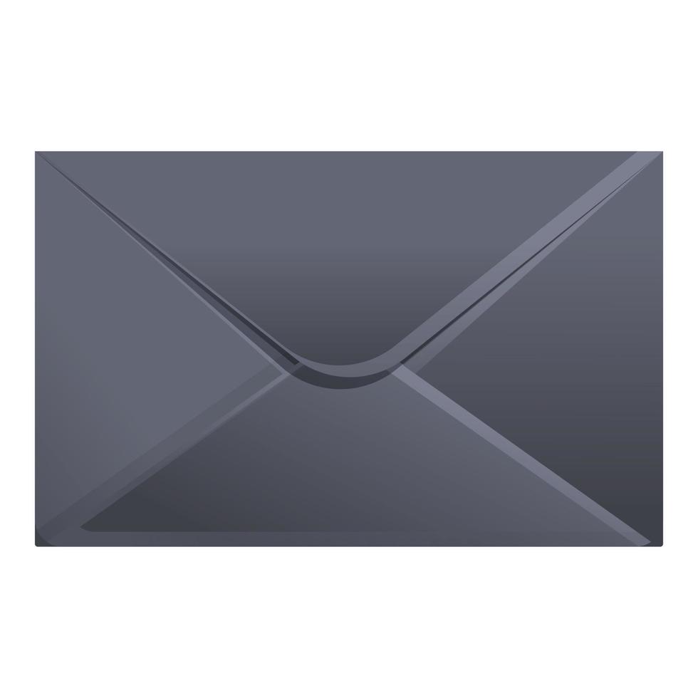 Black envelope icon, cartoon style vector