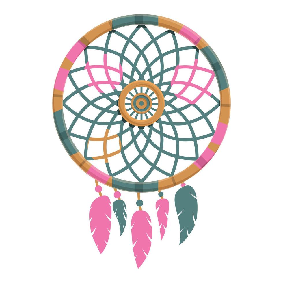 Shaman dream catcher icon, cartoon style vector