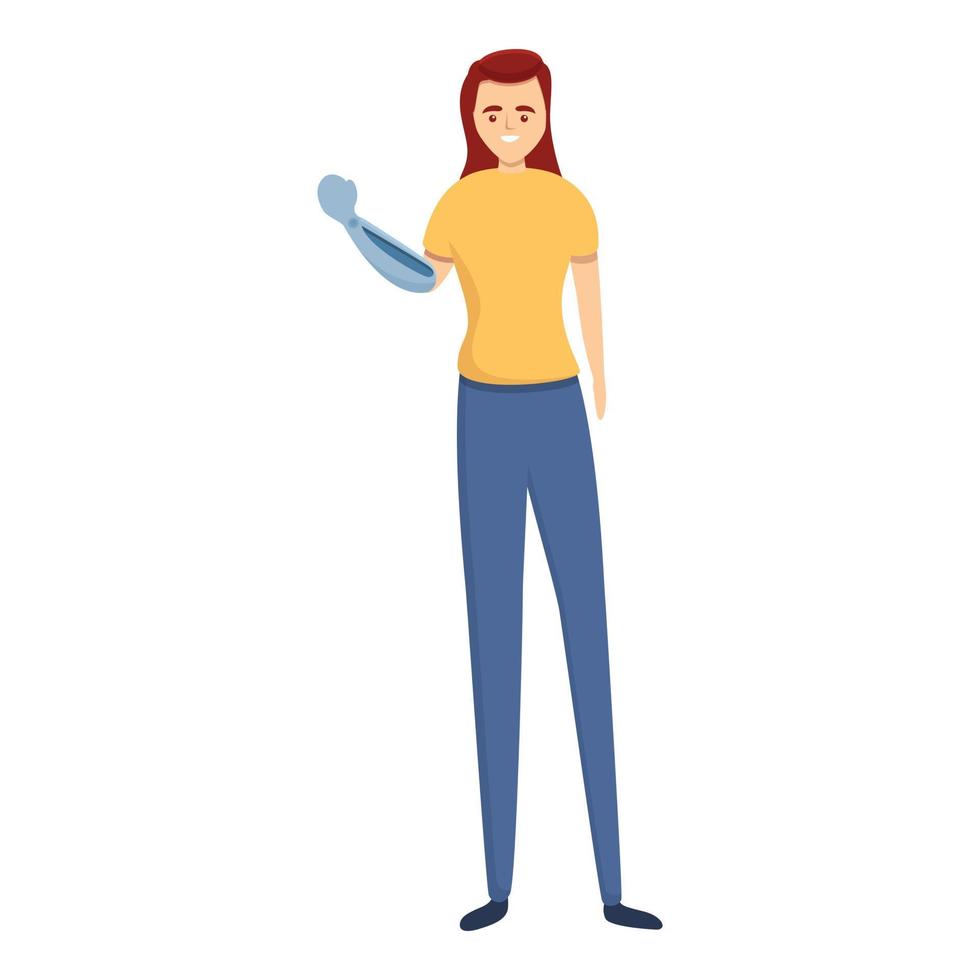 Girl hand prosthesis icon, cartoon style vector