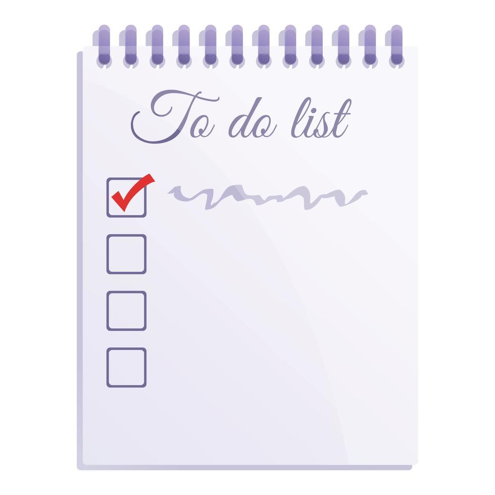 To do list notebook icon, cartoon style vector