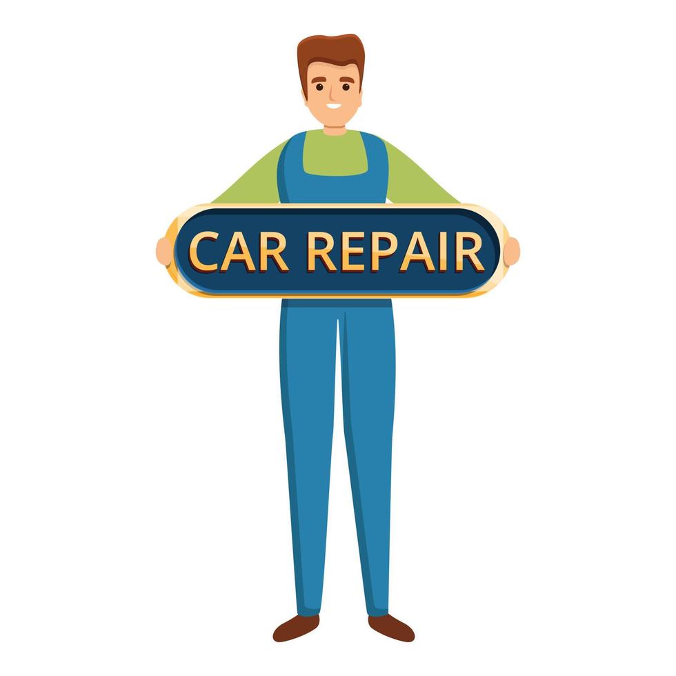 Car repair technician icon, cartoon style vector